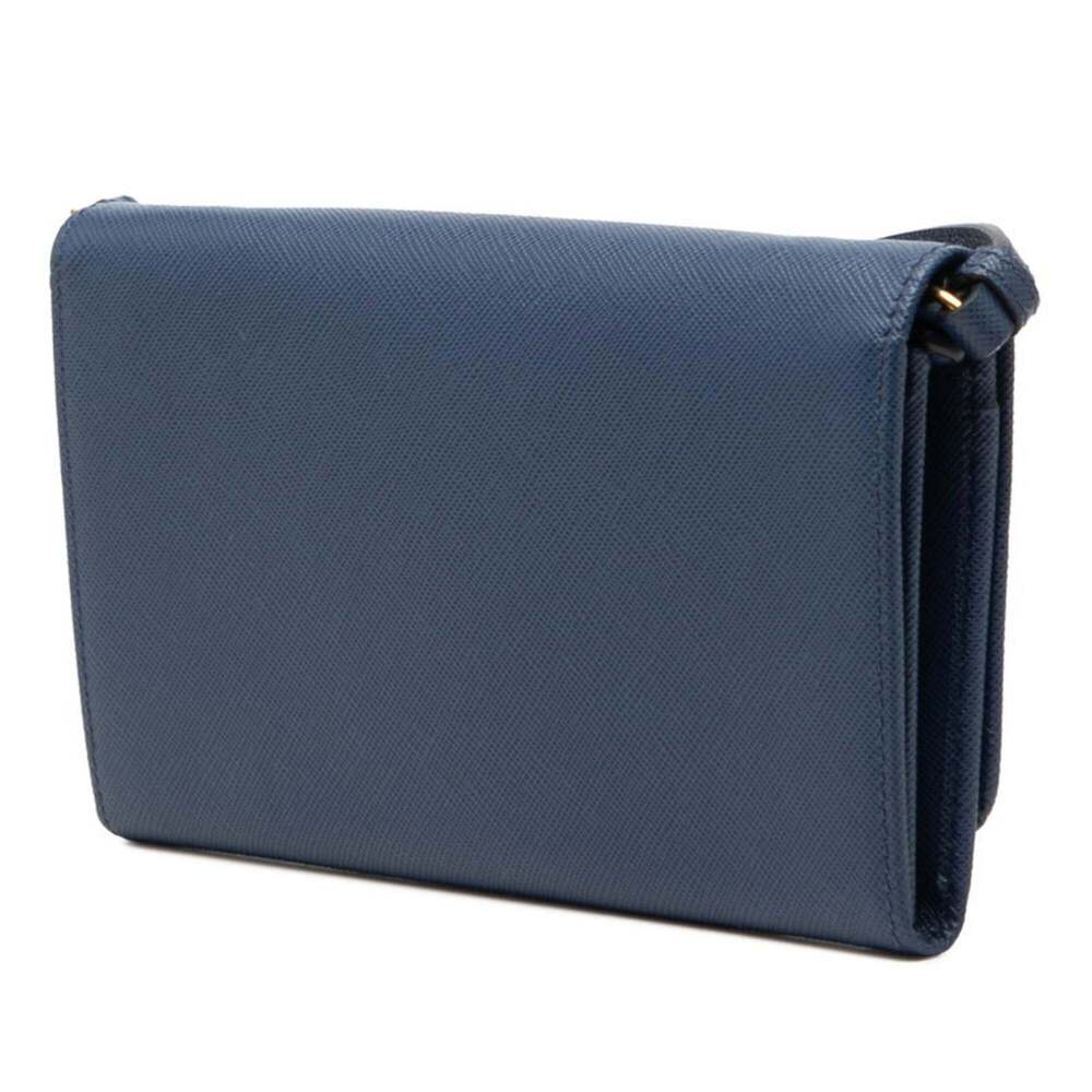PRADA Blue Leather Saffiano Shoulder Bag - Picture 2 of 6